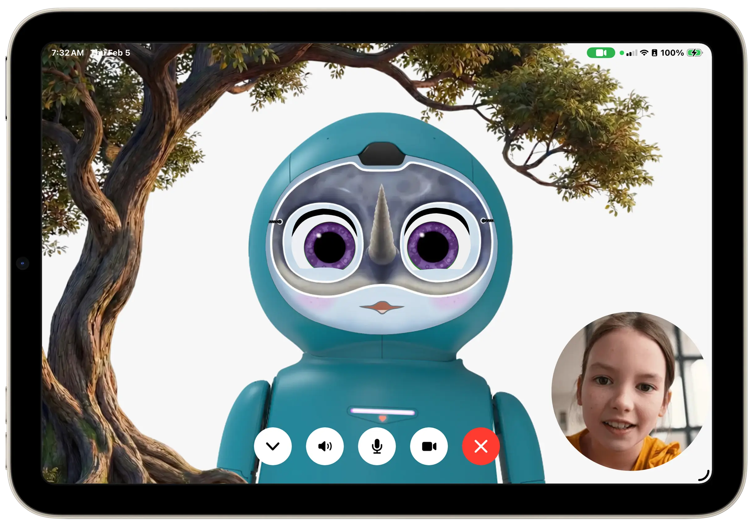 Me on an iPad during video call